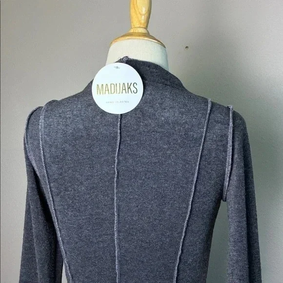 LE LIS Small Archer Two Tone Long Sleeve Crop Top Exposed Seams High Neck Fitted - Picture 5 of 8